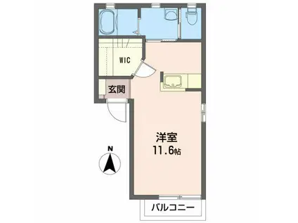 プレジオD(ワンルーム/2階)の間取り写真