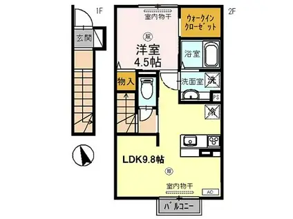 レガーロ(1LDK/2階)の間取り写真