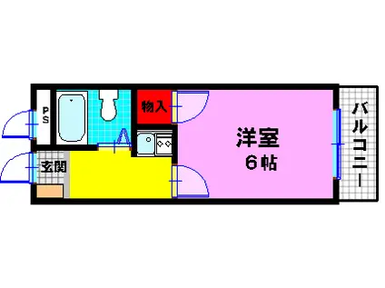 レオパレス南鴻池(ワンルーム/1階)の間取り写真
