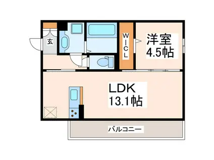 アクアフェリーチェ A棟(1LDK/2階)の間取り写真