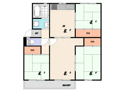 高倉台1団地(4DK/4階)の間取り写真