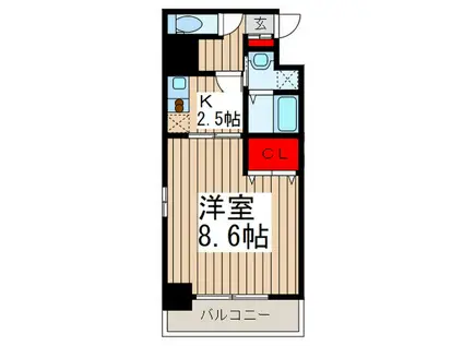 メルヴェーユ(1K/4階)の間取り写真