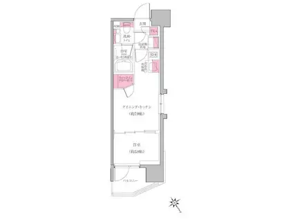 レジディア門前仲町プレイス(1DK/9階)の間取り写真