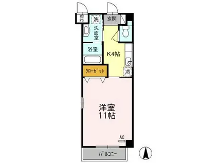 ライオネス手城(1K/1階)の間取り写真