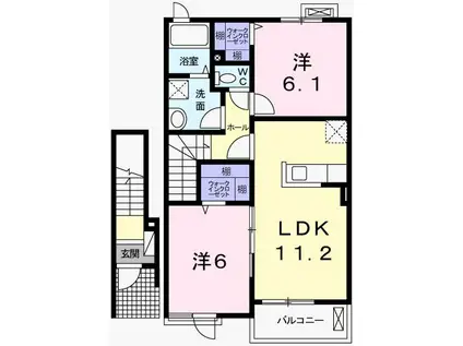 ヴァンベール城西II(2LDK/2階)の間取り写真