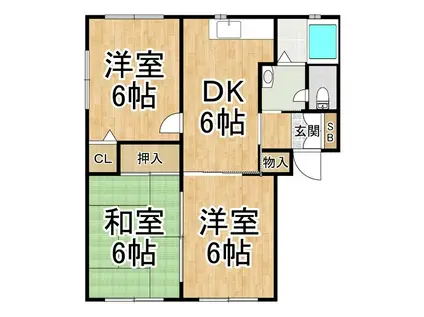 ガーデンパレス壱番館(3DK/2階)の間取り写真