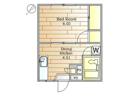 Jハウス祐天寺(1DK/2階)の間取り写真