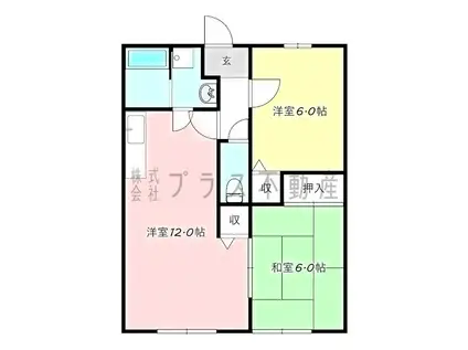 サンビレッジ星ヶ丘IIA棟(2LDK/1階)の間取り写真