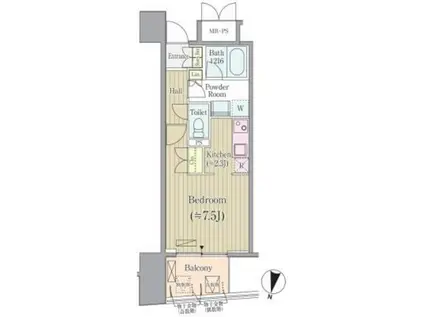 リンデンコート市ヶ谷(1K/8階)の間取り写真