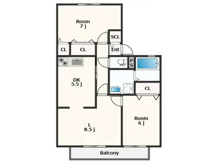 マイファミール(2LDK/1階)の間取り写真
