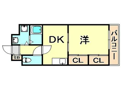 コスタレイ神戸三宮(1DK/5階)の間取り写真