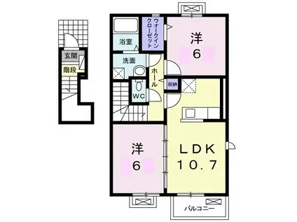 トルヴェ ラ フェーヴIII(2LDK/2階)の間取り写真