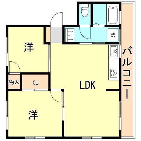 グリーンヒル山本通(2LDK/2階)の間取り写真