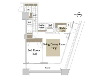 コンシェリア西新宿タワーズウエスト(1LDK/7階)の間取り写真