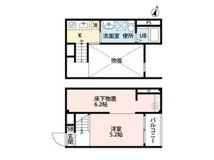 グランソレイユ三番町グランソレイユサンバンチ(ワンルーム/1階)の間取り写真