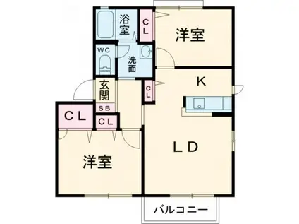 エクシードアネックス B棟(2LDK/2階)の間取り写真