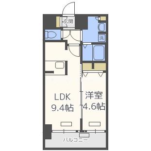 プレサンス立売堀パークシティ(1LDK/13階)の間取り写真