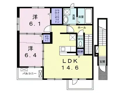 リヴィエールII(2LDK/2階)の間取り写真