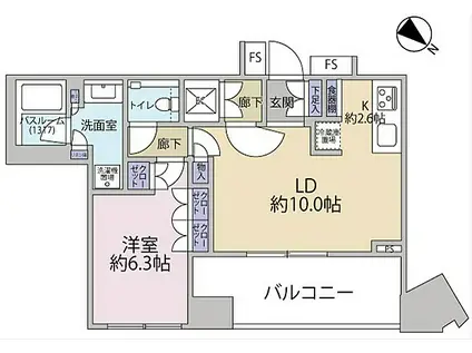 勝どき ザ・タワー(1LDK/4階)の間取り写真