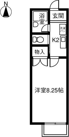ノースCAPITAL大井(1K/1階)の間取り写真