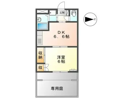 クイーンパレス羽根井(1DK/1階)の間取り写真