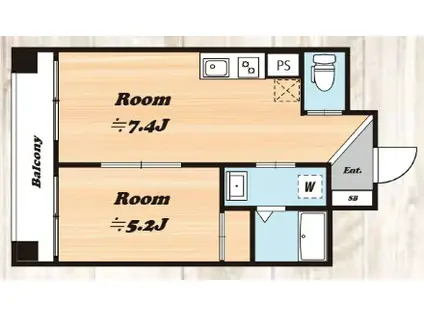 エスポワール伊勢佐木(1DK/3階)の間取り写真