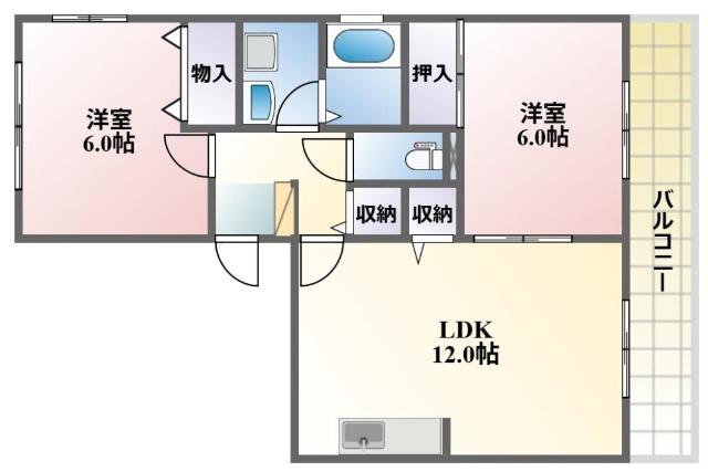 グランブルー(2LDK/2階)の間取り写真