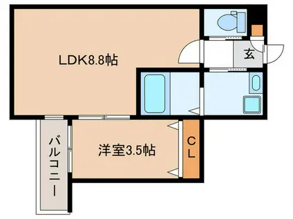 ALEGRIA長田蓮宮通(1LDK/2階)の間取り写真