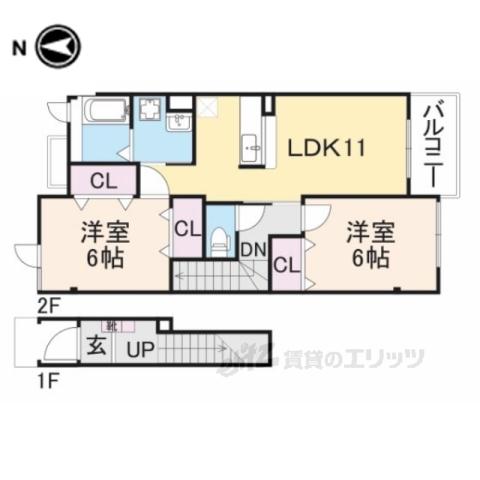 ル.シエルドゥ(2LDK/2階)の間取り写真