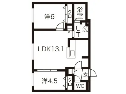 ブランシャールKT&Y麻生(2LDK/3階)の間取り写真