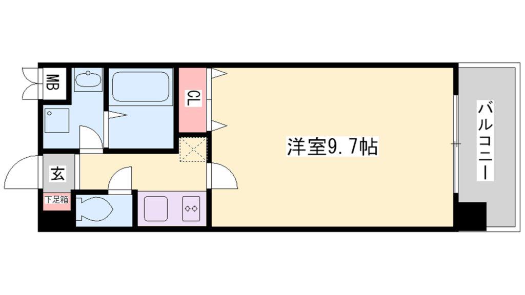 ショーソン上沢(1K/2階)の間取り写真
