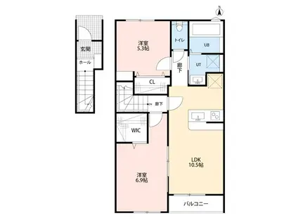 ゼルコヴァウエストIII(2LDK/2階)の間取り写真