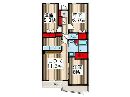 アースウインド北原台(3LDK/2階)の間取り写真
