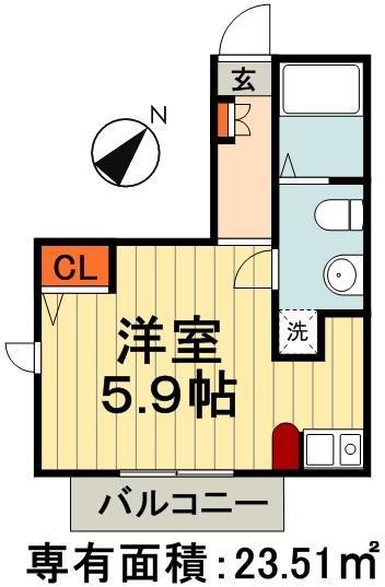 VIADELVENTO(1K/1階)の間取り写真