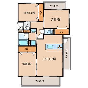 クレールコパンII(3LDK/2階)の間取り写真