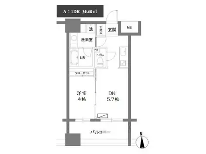カスタリア森下(1DK/7階)の間取り写真