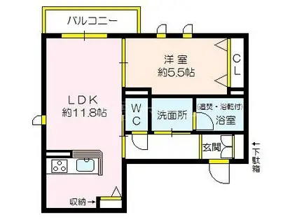 アトリエール都島(1LDK/1階)の間取り写真