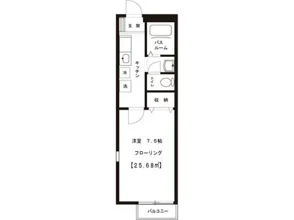 カーサヨロズ(1K/1階)の間取り写真