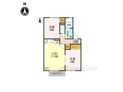 フルハウスA棟(2LDK/2階)の間取り写真