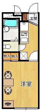 レオパレス エルフ仁川(1K/1階)の間取り写真