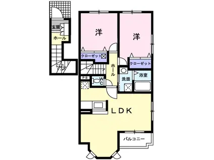 シンフォニ一(2LDK/2階)の間取り写真