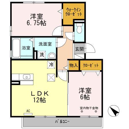 リヴィエール プレ(2LDK/1階)の間取り写真