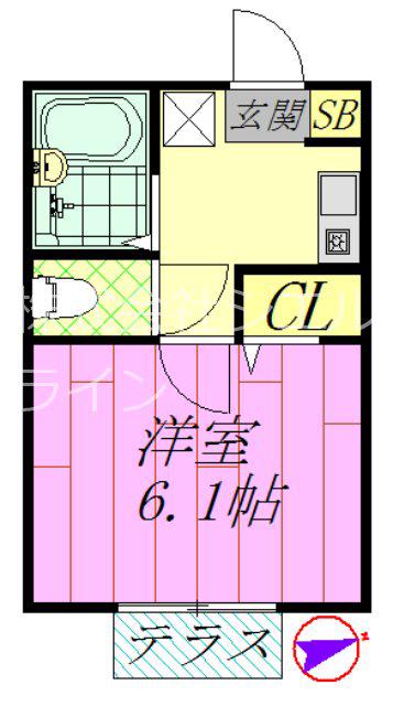 アルシオンハイツ葛西(1K/2階)の間取り写真