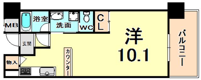アーバネックス尼崎東難波(ワンルーム/11階)の間取り写真