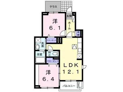 CELESTINO(2LDK/1階)の間取り写真