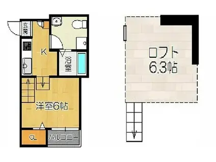 VINCE楠(1K/1階)の間取り写真