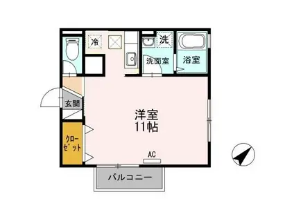 リビングタウン塩冶 A棟(ワンルーム/1階)の間取り写真