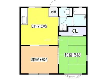 リバーサイドハイツII(2DK/2階)の間取り写真