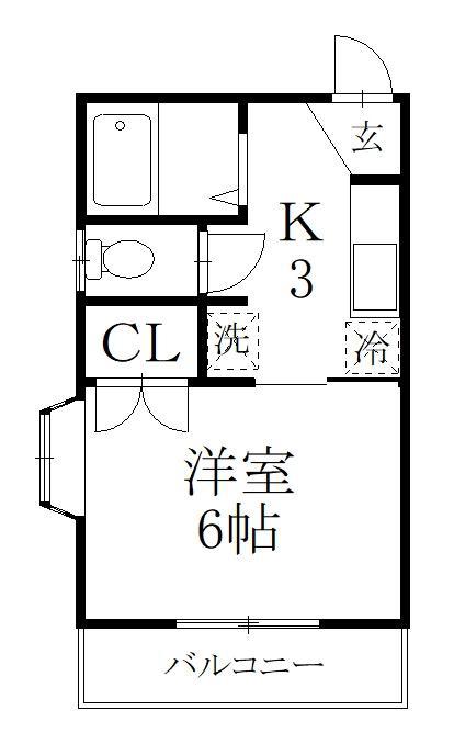 プレステージ西町(1K/2階)の間取り写真