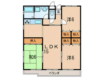 グランド-ル新伊丹(3LDK/1階)の間取り写真